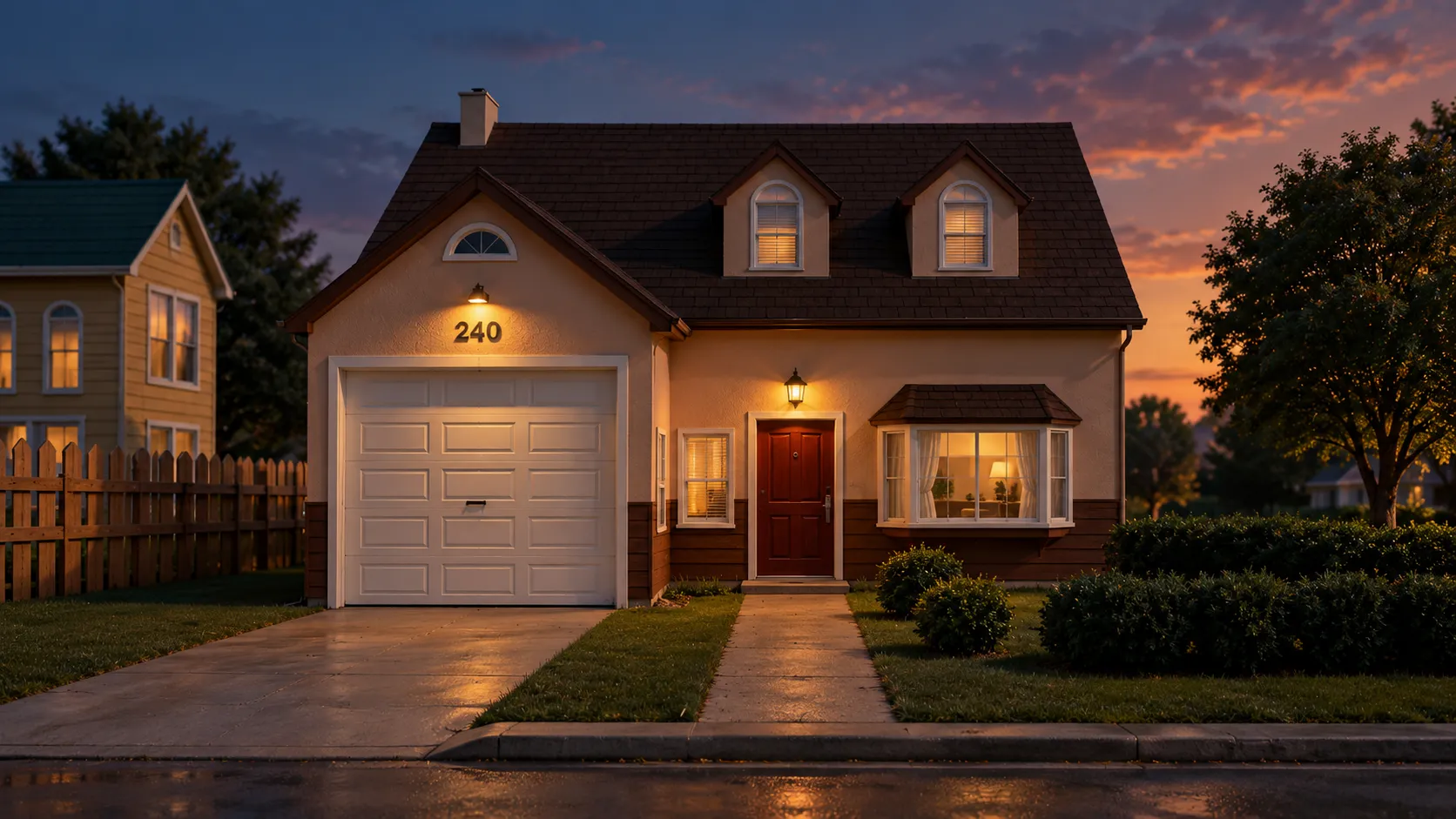 The player’s home at dusk